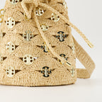 raffia bag, Signature 1969, bucket bag, beige accessory, stylish handbag