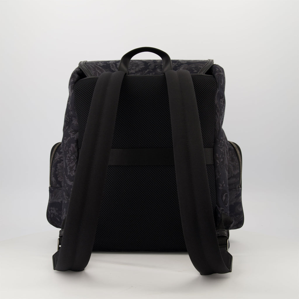 Barocco backpack, Versace backpack, luxury accessories, jacquard backpack, designer backpacks