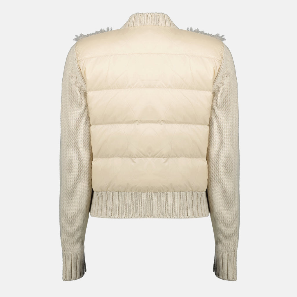 Moncler cardigan, beige teddy cardigan, women's wool cardigan, Autumn-Winter 2025 collection, luxury fashion