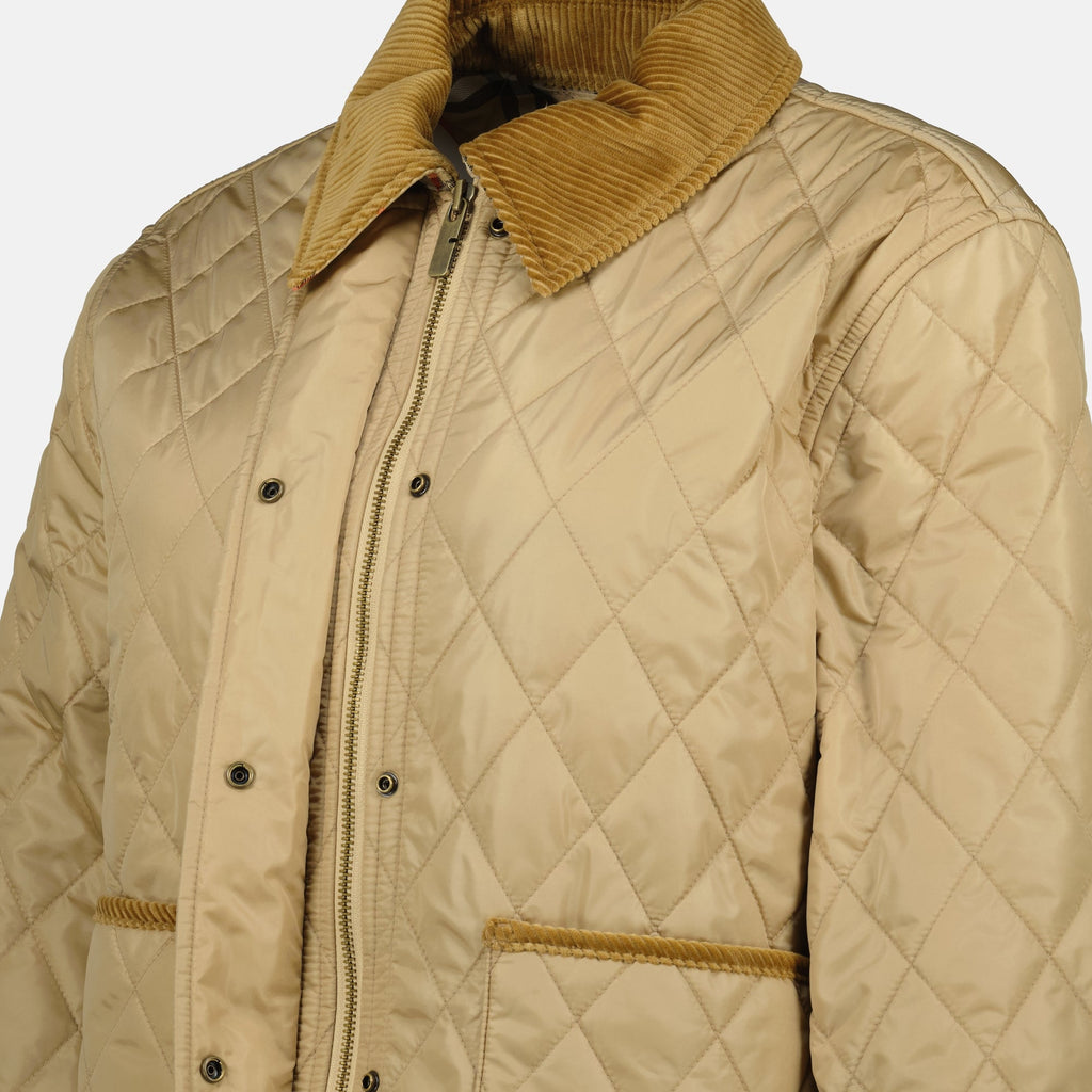 Burberry jacket, quilted jacket, beige outerwear, Fall-Winter collection, designer women's jacket