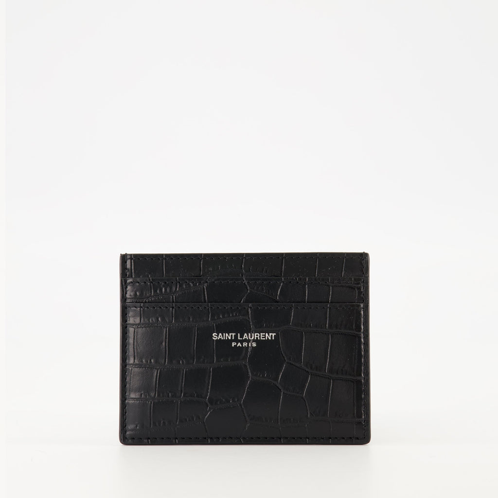 Saint Laurent, crocodile leather, card holder, luxury accessories, designer wallet