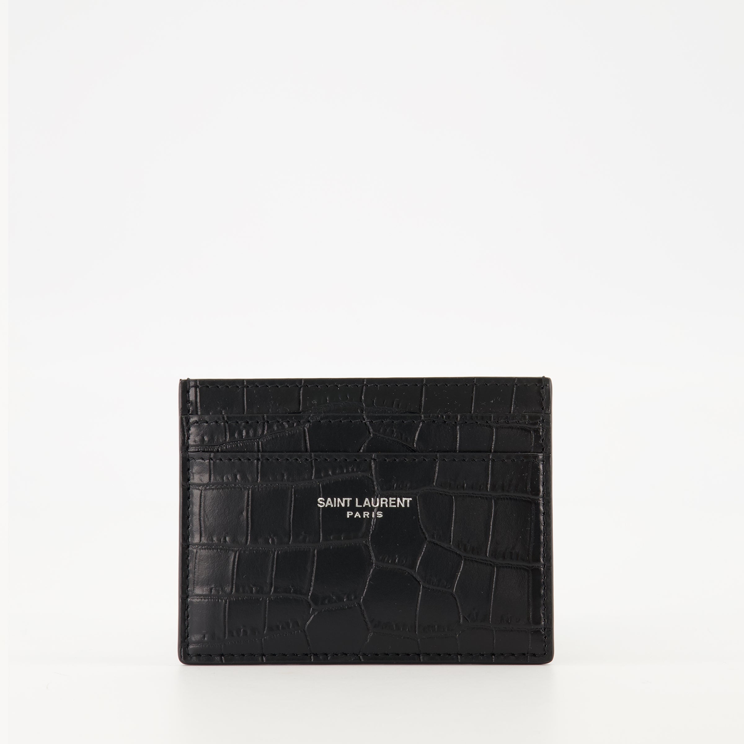 Saint Laurent, crocodile leather, card holder, luxury accessories, designer wallet