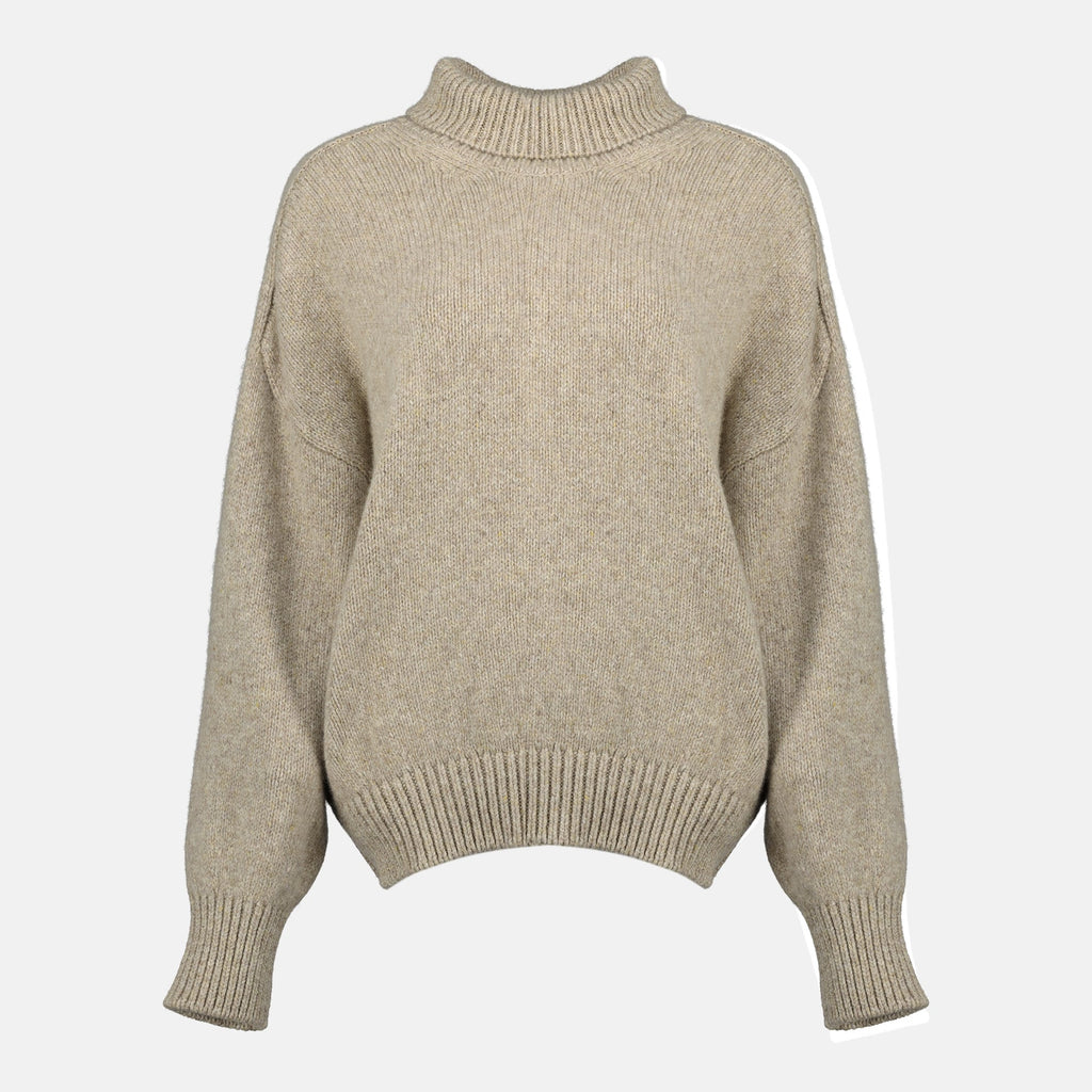 Khaite Willem turtleneck, cashmere sweater, Autumn Winter fashion, beige turtleneck, relaxed fit knitwear