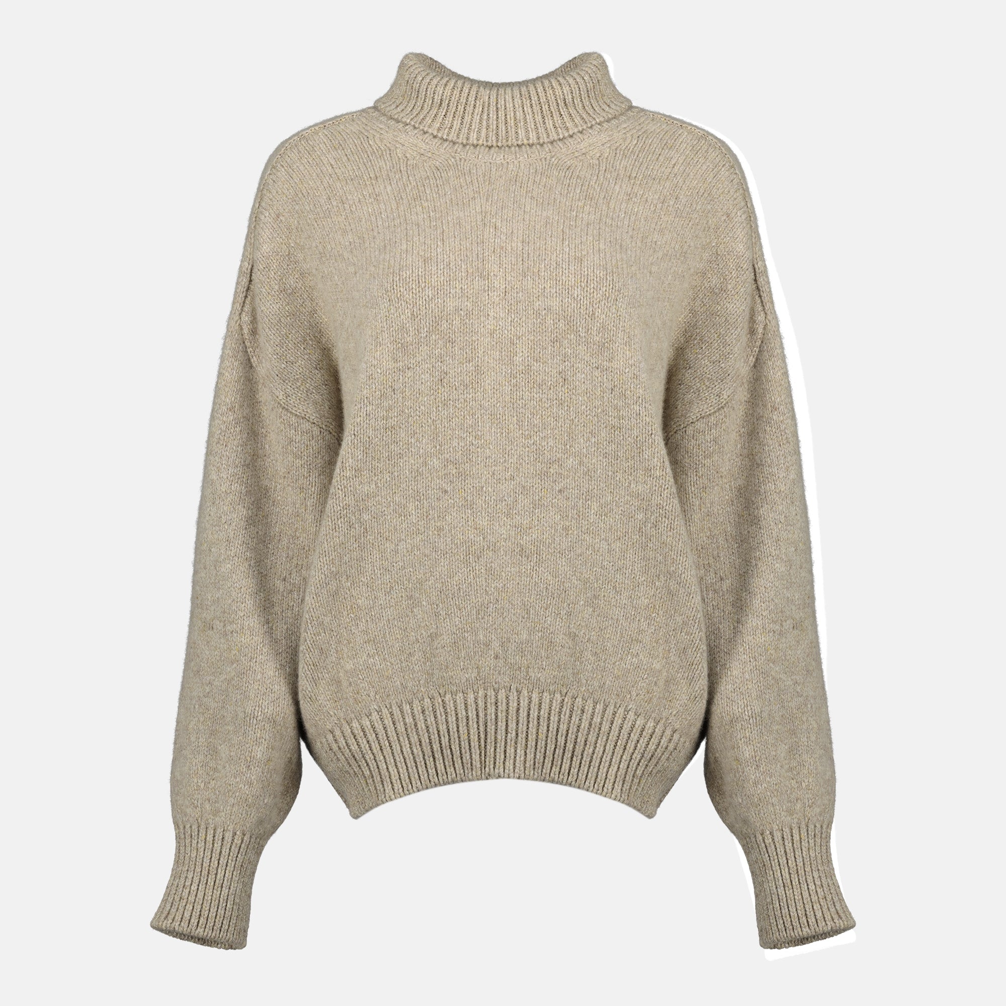 Khaite Willem turtleneck, cashmere sweater, Autumn Winter fashion, beige turtleneck, relaxed fit knitwear