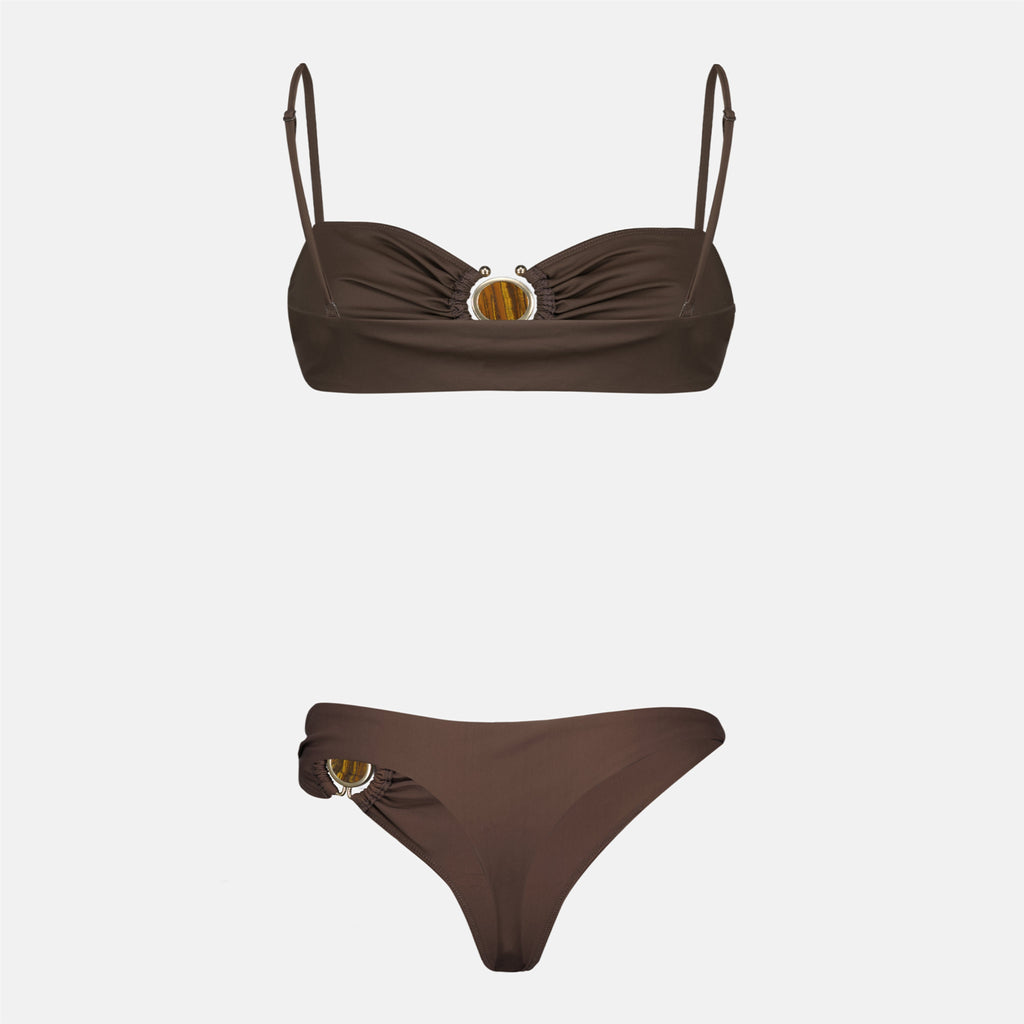 Image of Mineral Stone Brown Swimsuit Bottom by Christopher Esber for Women - Season Spring-Summer 2026 - Detail View 6
