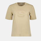 Image of Beige T-shirt with Round Neckline by Burberry for Women - Season Autumn-Winter 2024 - Front View