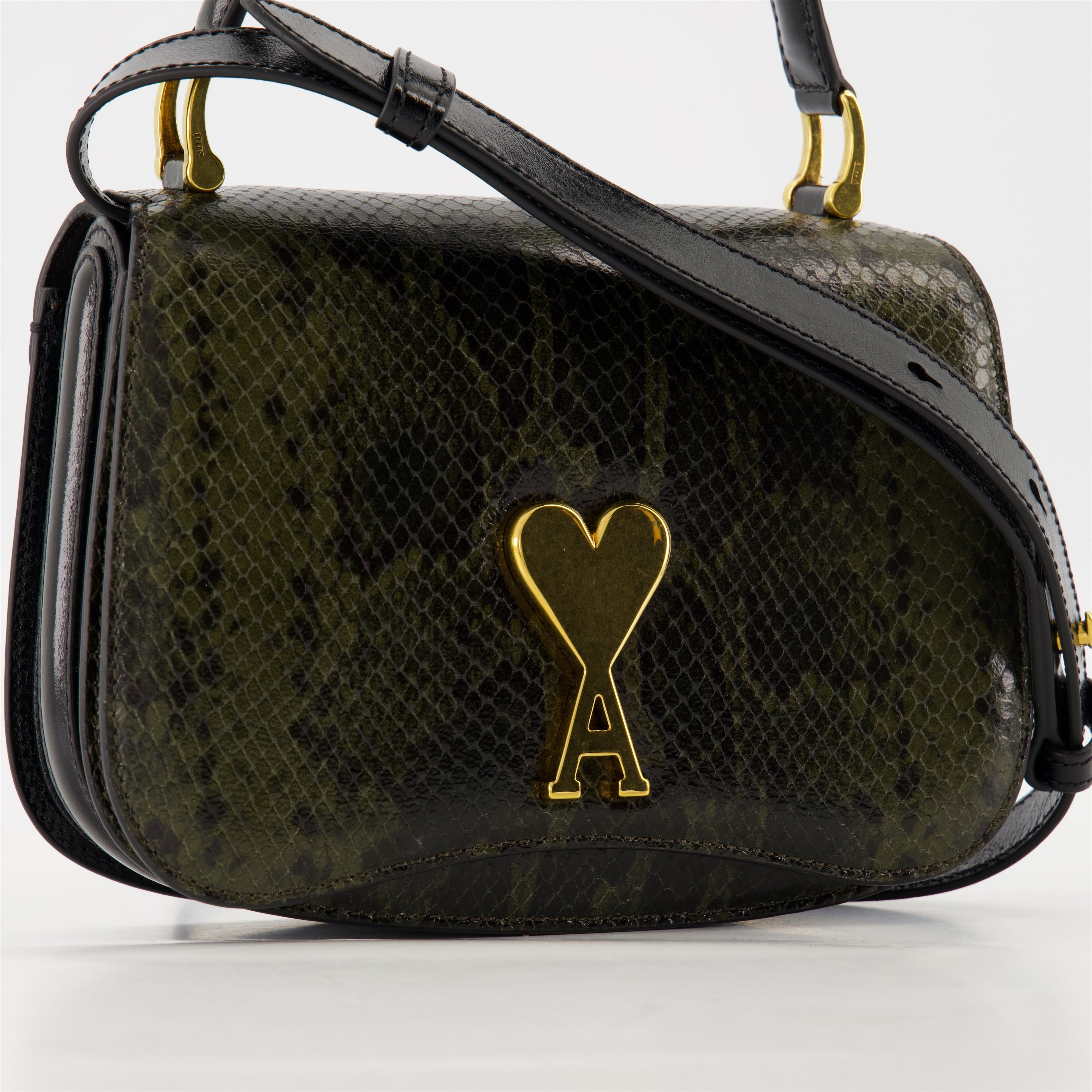 green leather bag, embossed leather bag, unisex handbag, AMI Paris accessories, Spring-Summer collection