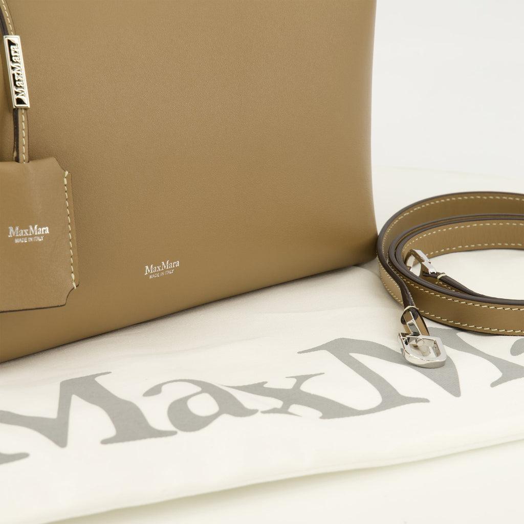 Sac Boston moyen en cuir beige