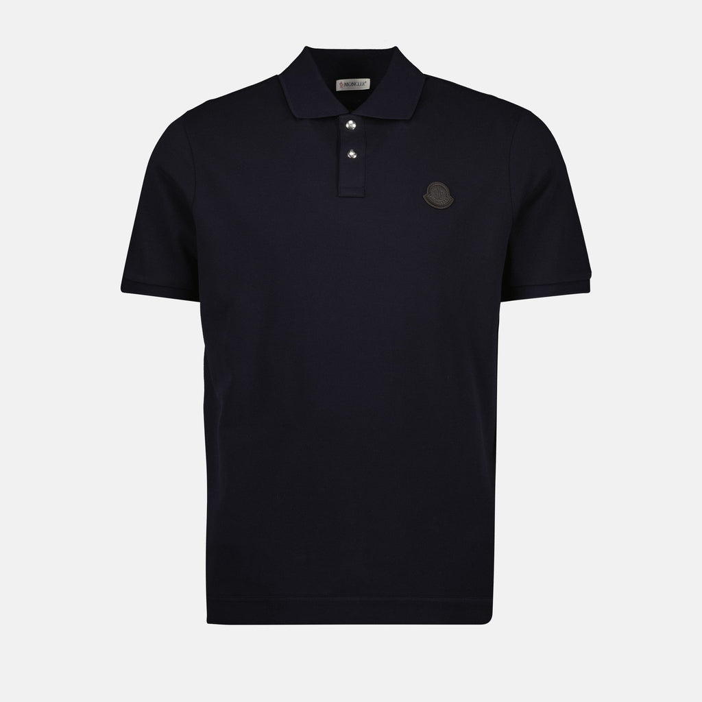 Moncler polo, navy logo polo, pique cotton polo, short sleeve polo, Men's apparel