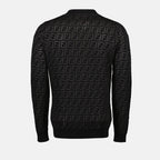 wool sweater, FF design, black sweater, men's fashion, Fendi collection