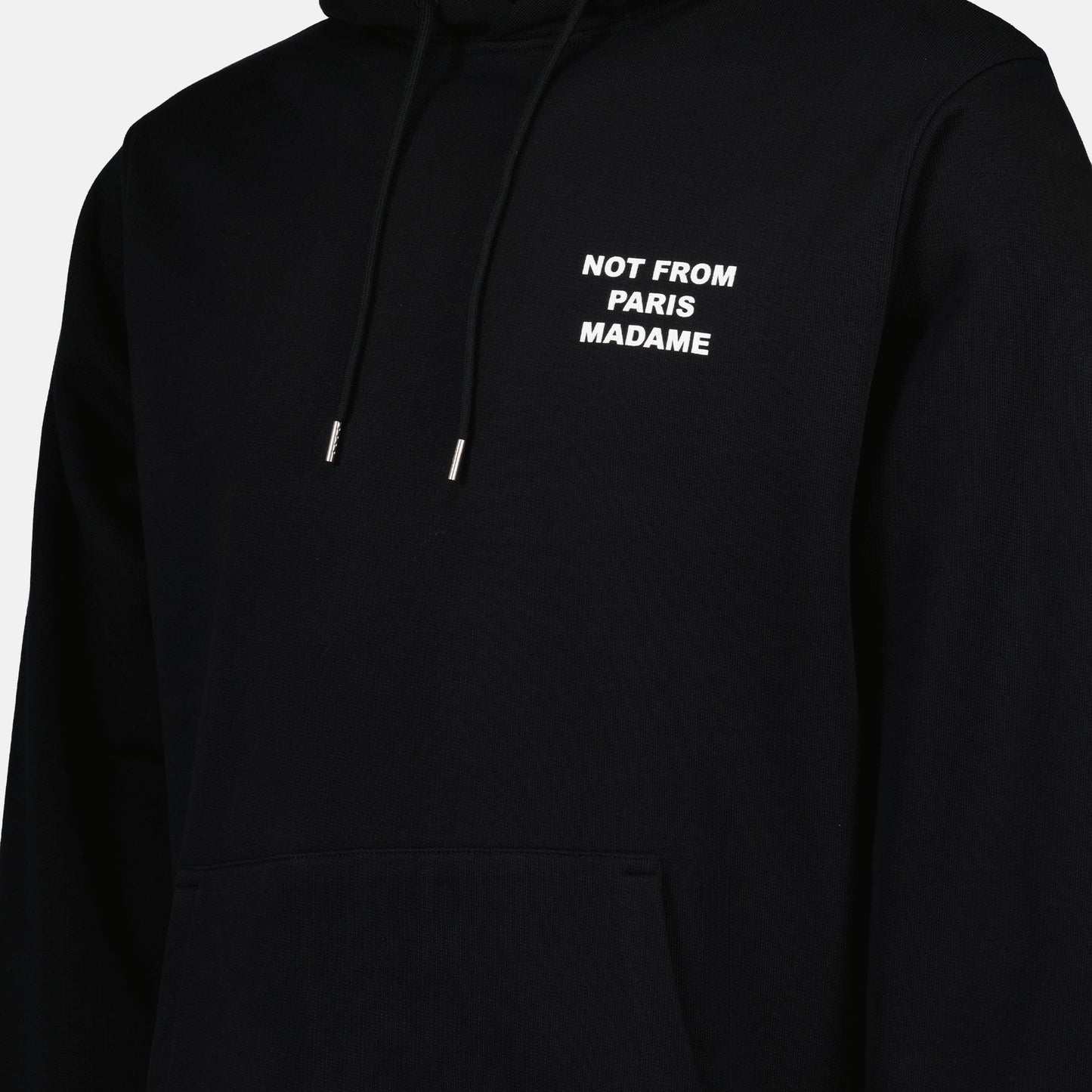 Black hoodie, Cotton hoodie, Unisex fashion, Slogan hoodie, Drôle de Monsieur