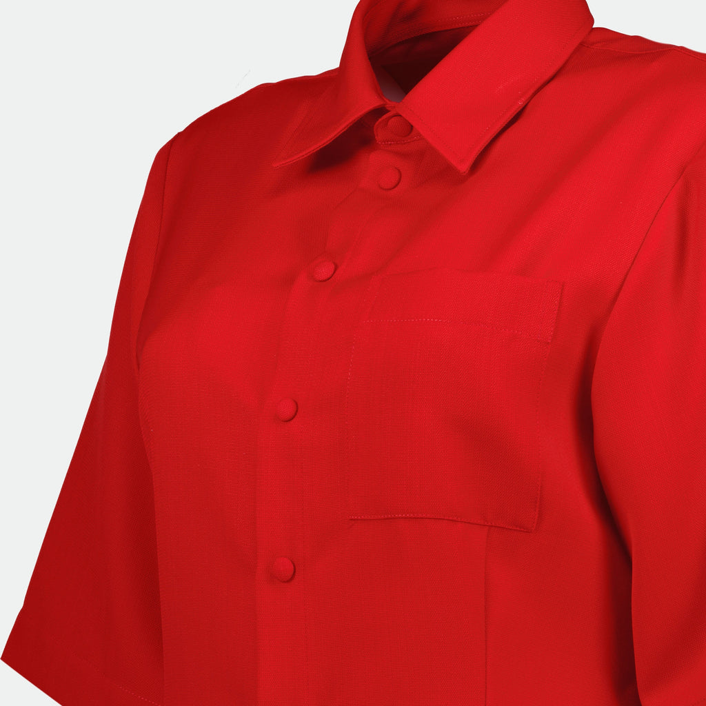 빨간 울 셔츠 드레스