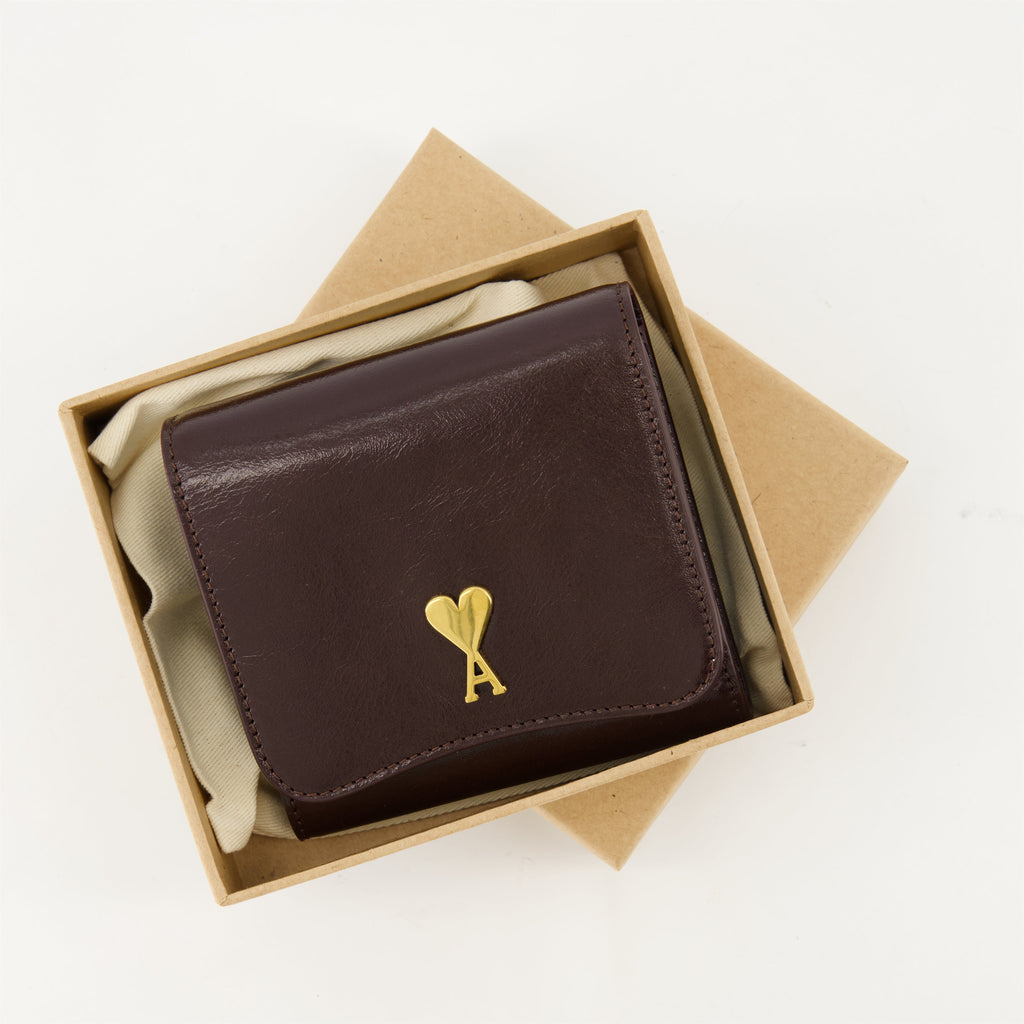 Bordeaux leather wallet, AMI Paris wallet, stylish accessories, practical wallet, luxury accessories