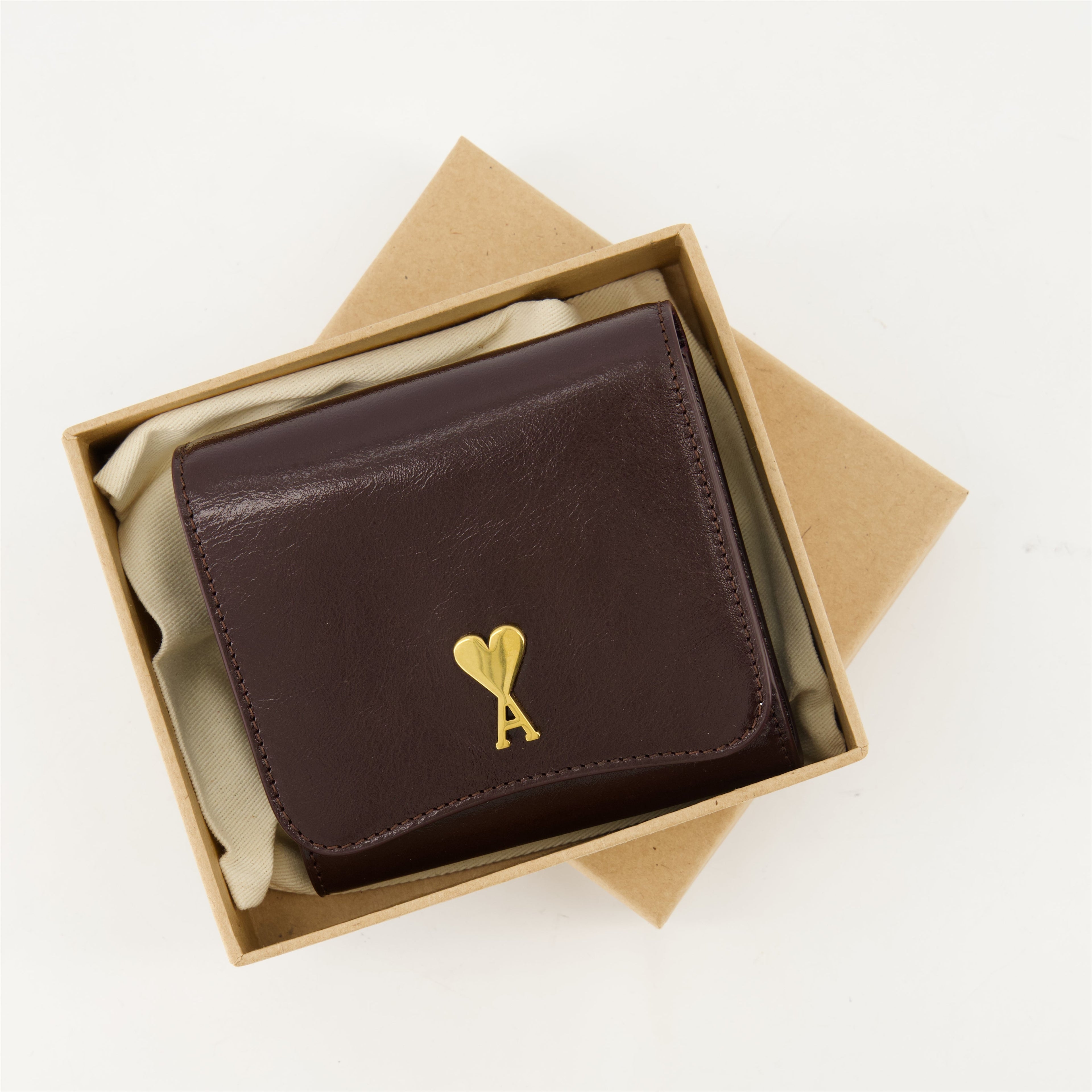 Bordeaux leather wallet, AMI Paris wallet, stylish accessories, practical wallet, luxury accessories