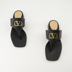 black leather slides, VLogo sandals, open toe slides, Valentino footwear, Spring-Summer 2025