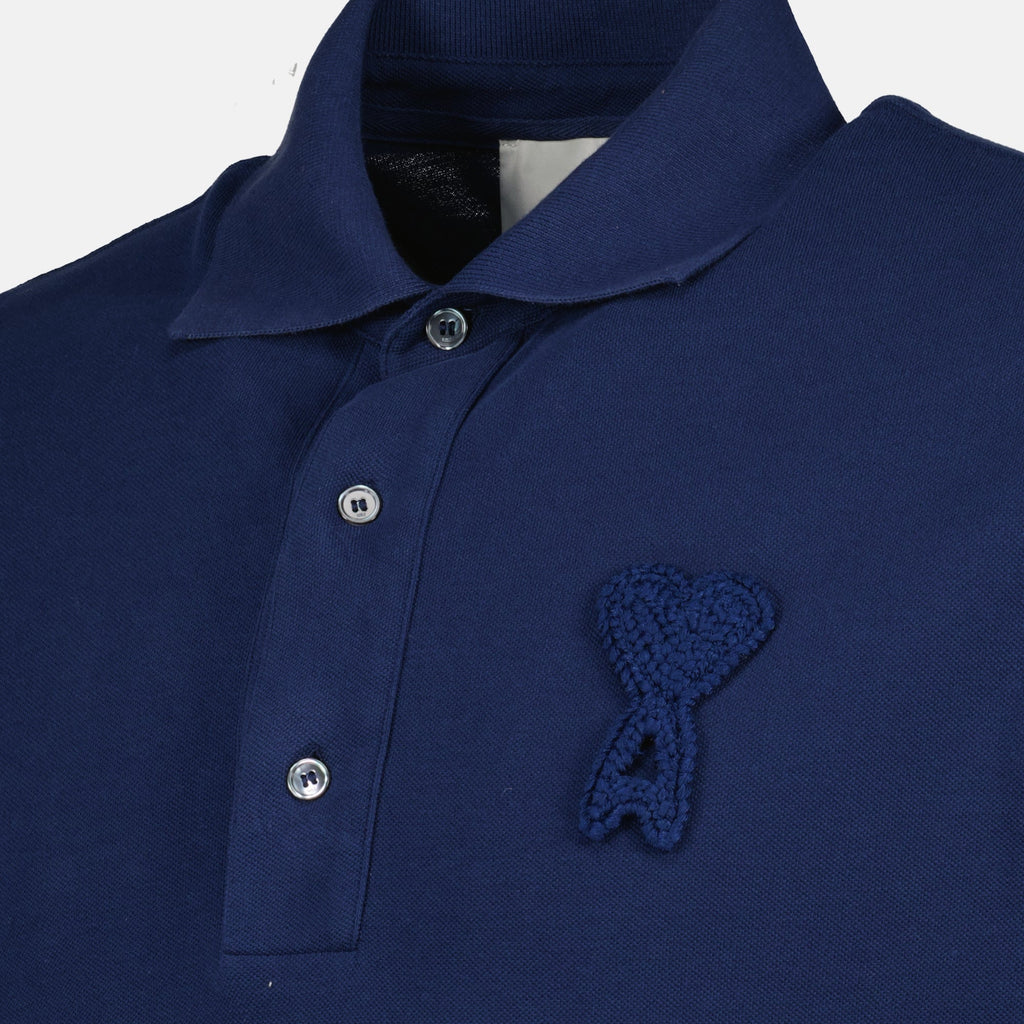 Image of Polo ami de coeur tissé bleu beige by Ami PARIS for Unisex - Season Spring-Summer 2026 - Detail View 1
