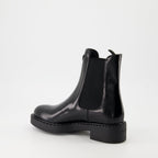 Image of Patent Leather Ankle Boots by Prada for Women - Season Autumn-Winter 2024 - Back View