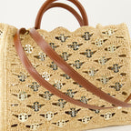 tote bag, raffia bag, Disc-Link, fashion accessories, Rabanne