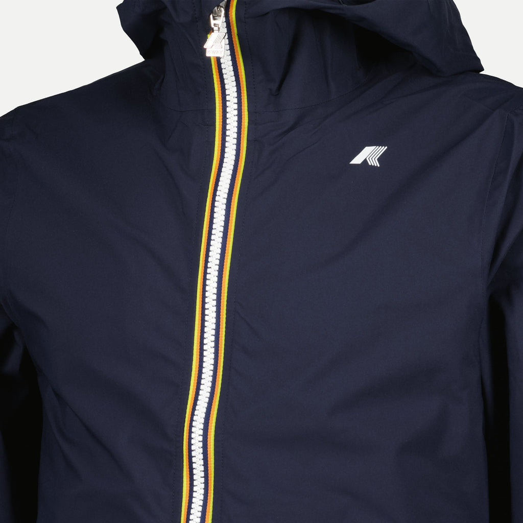 Imagen de chaqueta cortavientos azul marino con cremallera de K-Way para hombres - Temporada Otoño-Invierno 2024 - Vista de detalle 1