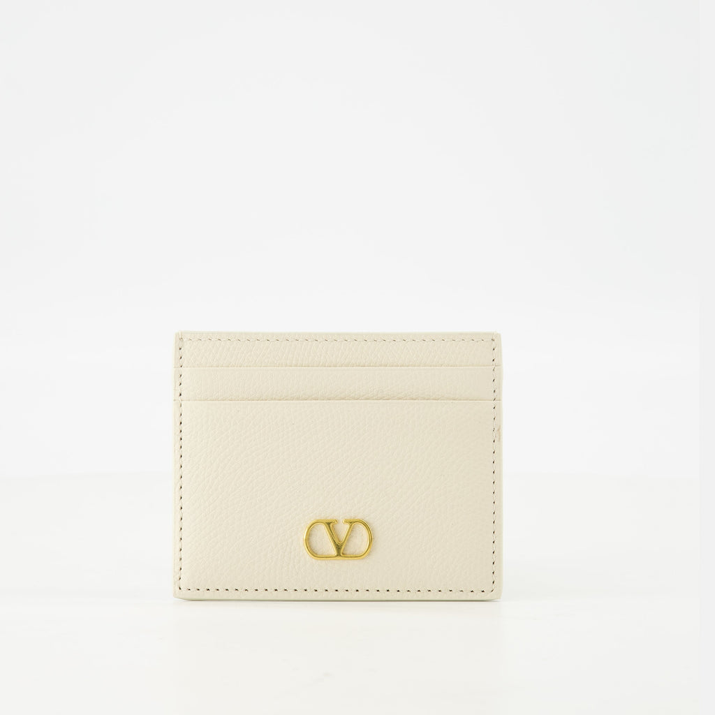 VLogo cardholder, beige cardholder, calfskin accessories, elegant cardholder, designer cardholder