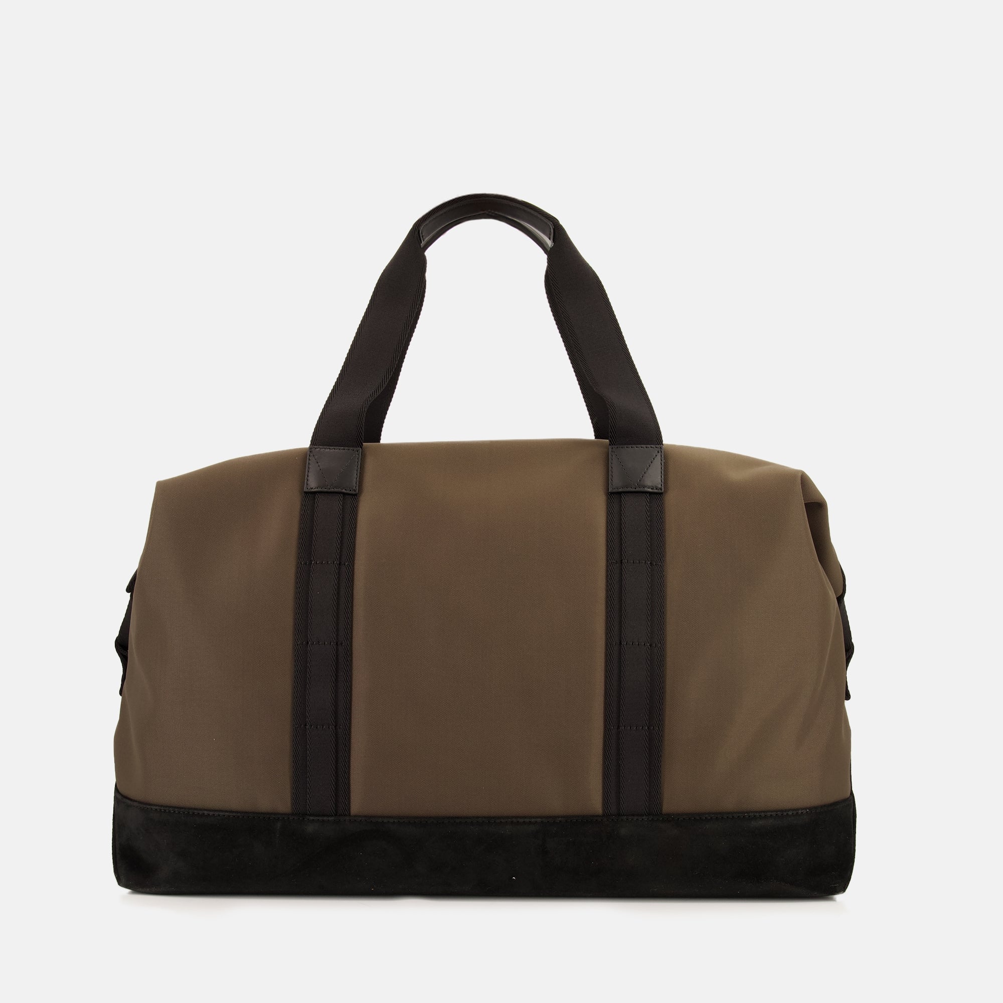 Moncler Tech Duffle Bag, travel bag, brown duffle bag, technical fabric, leather accents