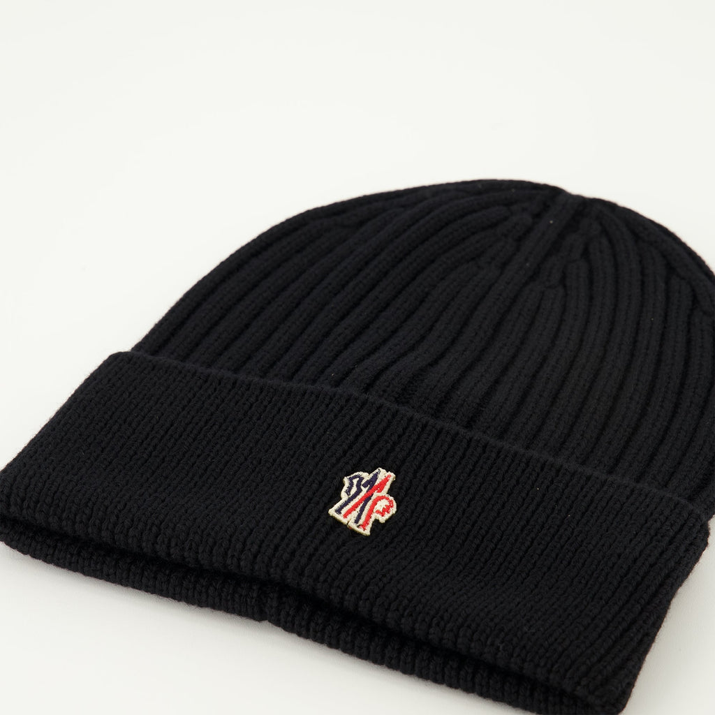 wool beanie, Moncler Grenoble, black hat, winter accessory, autumn-winter collection
