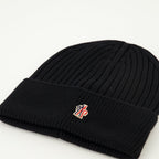 Image of Wool Black Beanie by Moncler Grenoble for Men - Season Autumn-Winter 2025 - Detail View 1