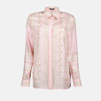 silk shirt, Versace, pink shirt, Chain print, women's fashion