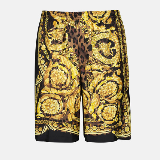 Silk Barocco Shorts, Versace Men Fashion, Luxury Silk Shorts, Barocco Illusion Shorts, Autumn Winter Fashion