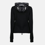 Bild des schwarzen Zip-Cardigans von Moncler Grenoble für Frauen - Saison Herbst-Winter 2025 - Rückansicht