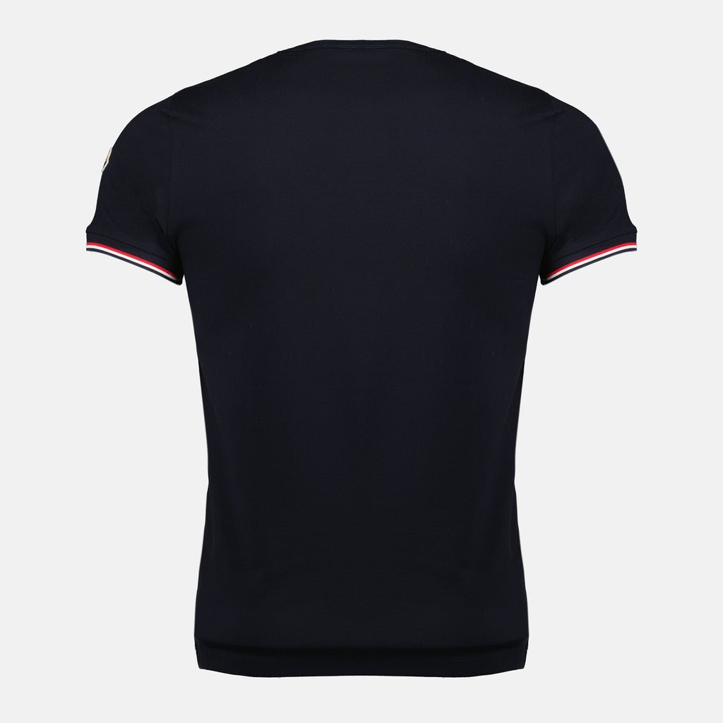Image du T-shirt à bordure marine de Moncler pour hommes - Saison Printemps-Été 2026 - Vue de dos