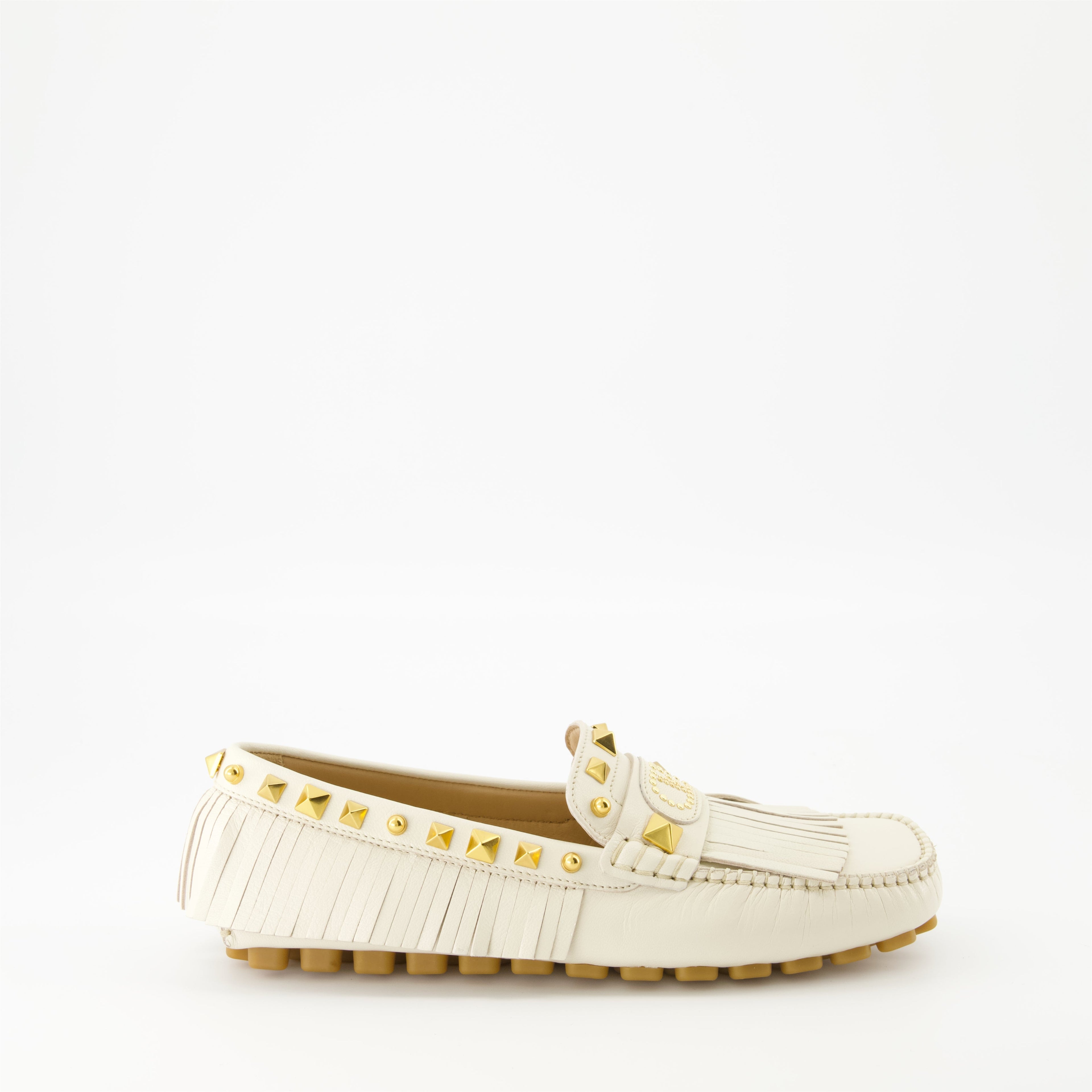 moccasins, Valentino, white leather shoes, designer footwear, VLogo Signature
