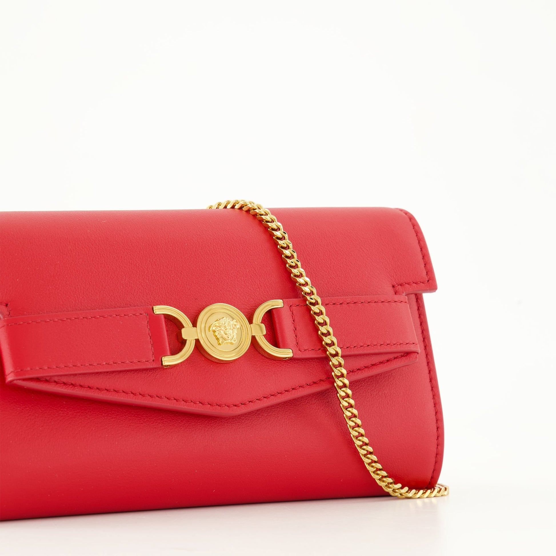 Medusa '95, Leather Pochette, Red Handbag, Versatile Accessory, Luxury Fashion