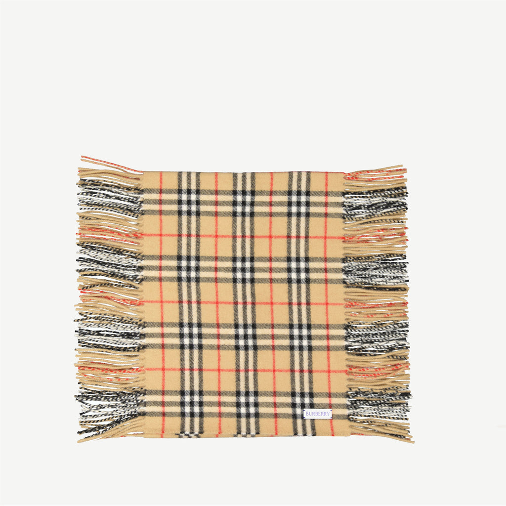 Burberry scarf, cashmere check, vintage pattern, fringed edges, unisex accessory
