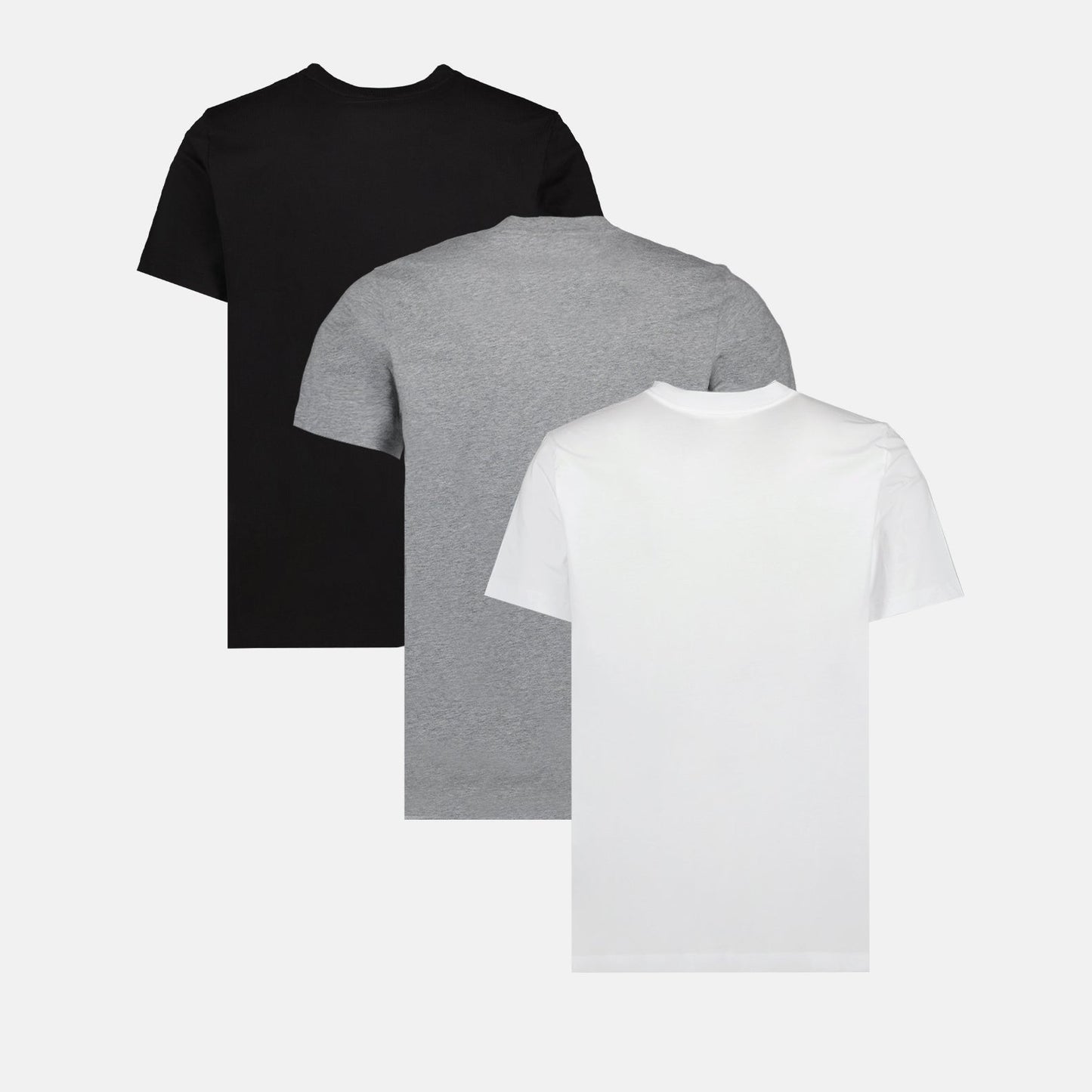 Cotton t-shirts, Moncler logo tees, casual essentials, three-pack shirts, premium cotton wear