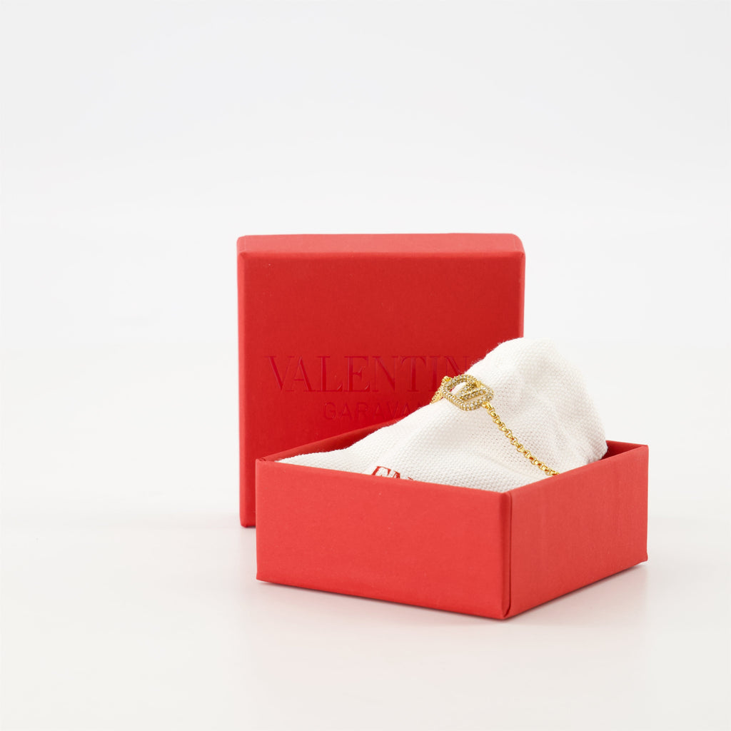 Valentino, VLogo bracelet, gold crystals, adjustable size, Swarovski