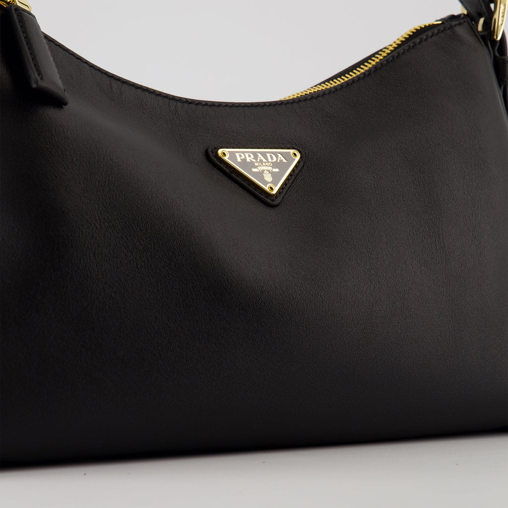 Prada handbag, black leather handbag, calfskin purse, elegant handbag, autumn winter 2025 handbag