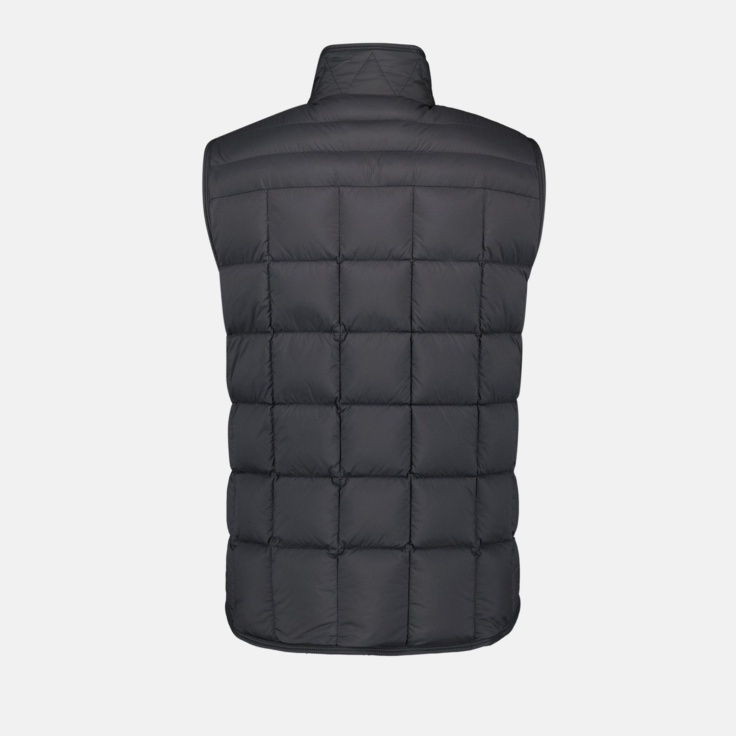 sleeveless puffer jacket, gray jacket, Moncler Estagnour, nylon wool blend, luxury outerwear