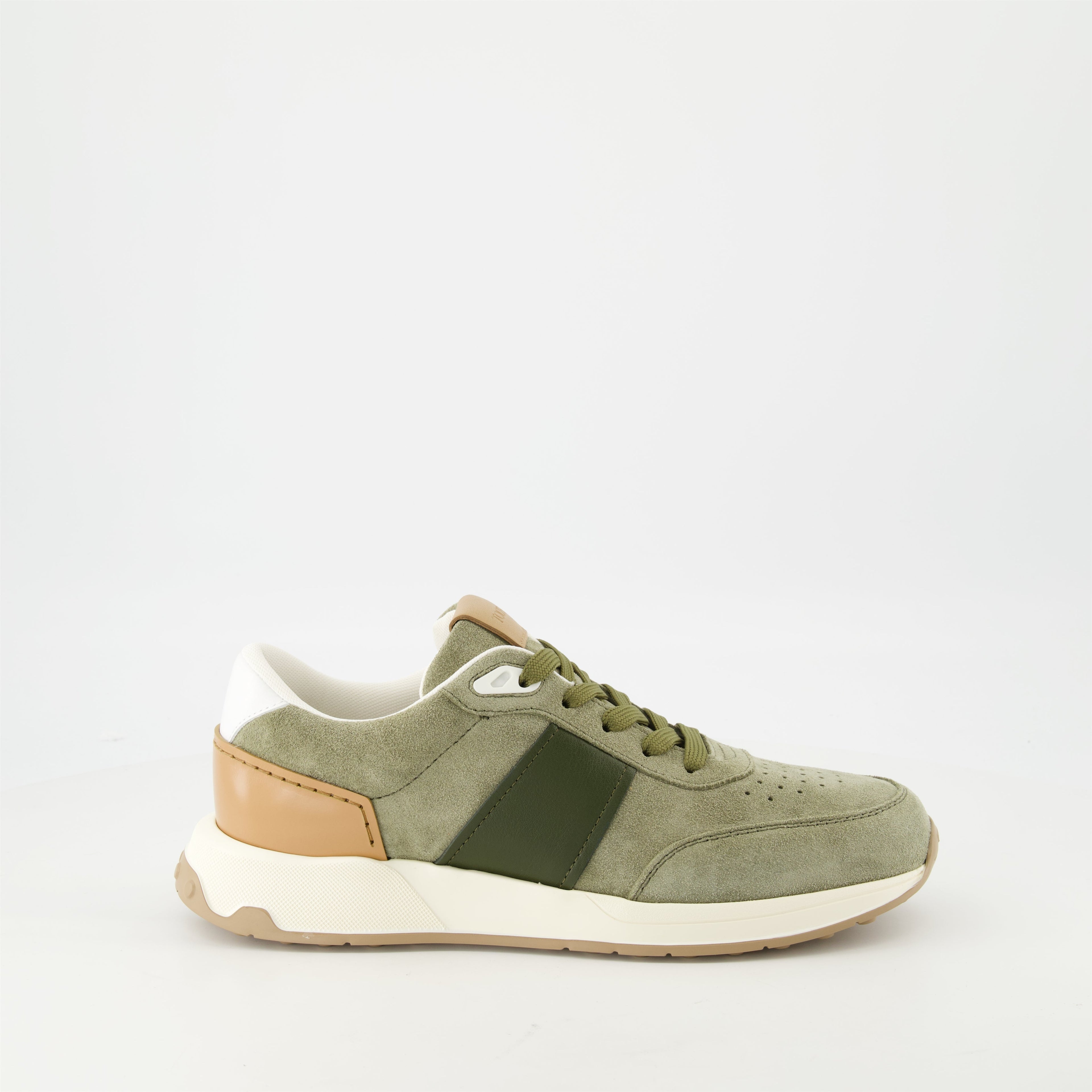 suede sneakers, Tod's footwear, green sneakers, casual shoes, luxury footwear