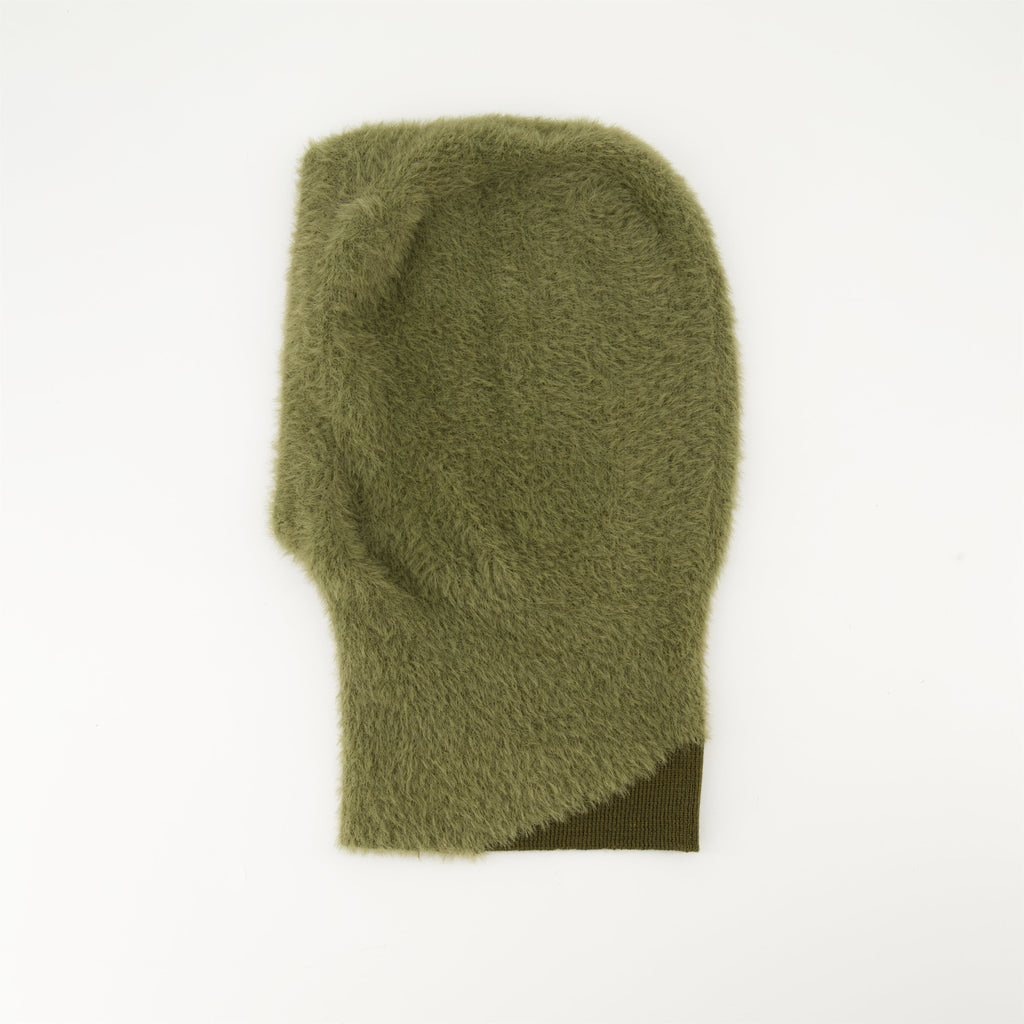 Khaki green wool cagoule, MM6 Autumn-Winter 2024, bicolored cagoule, luxury winter accessories, stylish wool cagoule