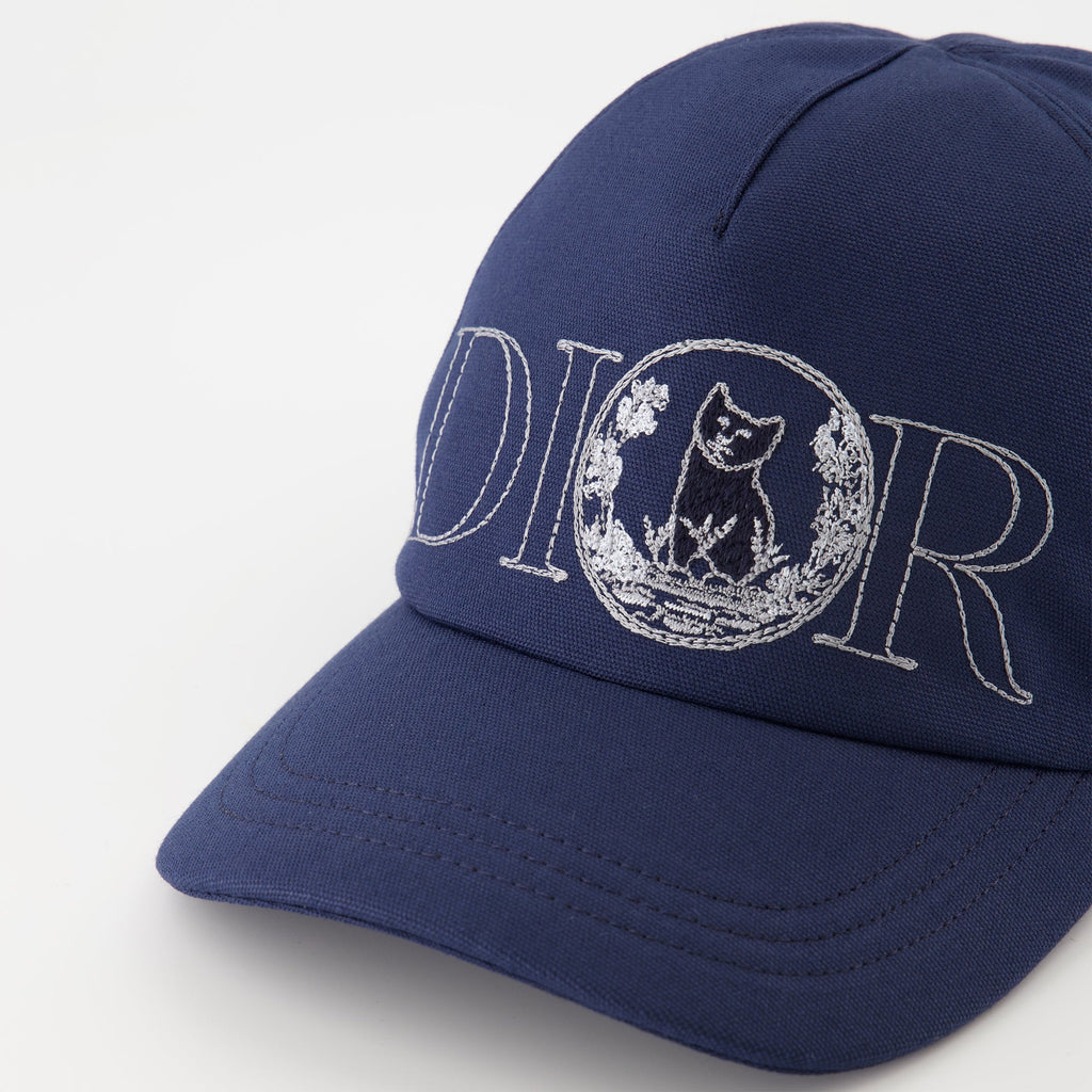 Dior Hylton Nel cap, navy blue cap, embroidered logo cap, cotton cap, Spring-Summer 2025 accessories