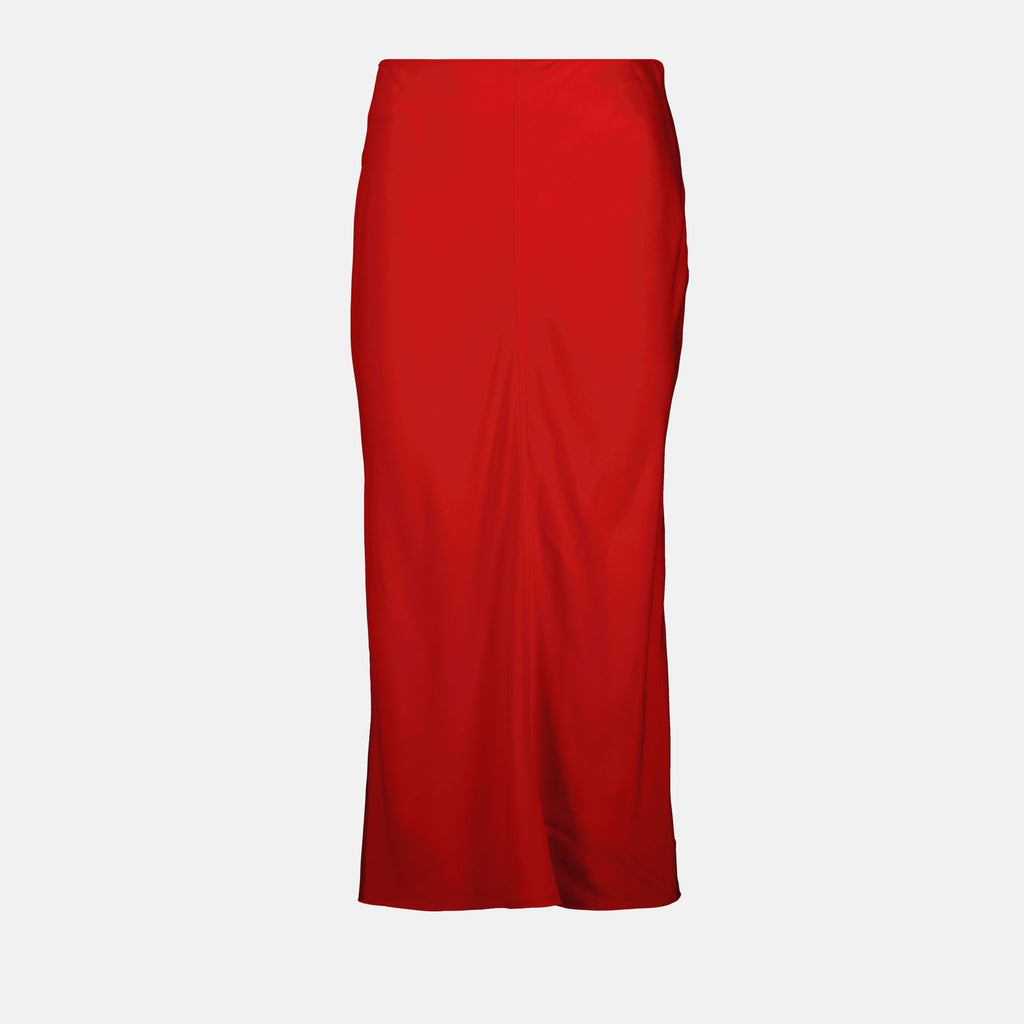 red skirt, midi skirt, AMI Paris, crepe skirt, women's fashion