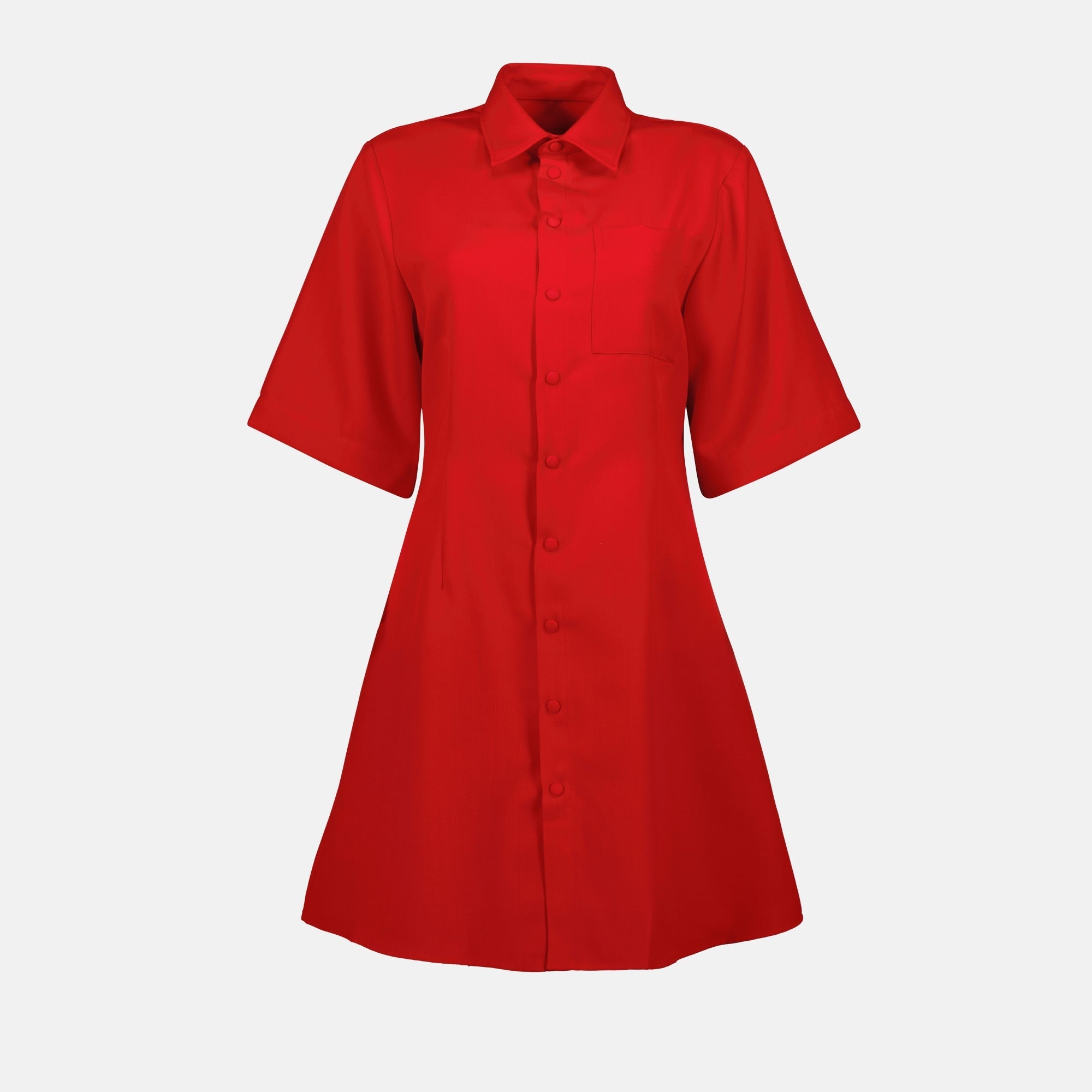 빨간 울 셔츠 드레스