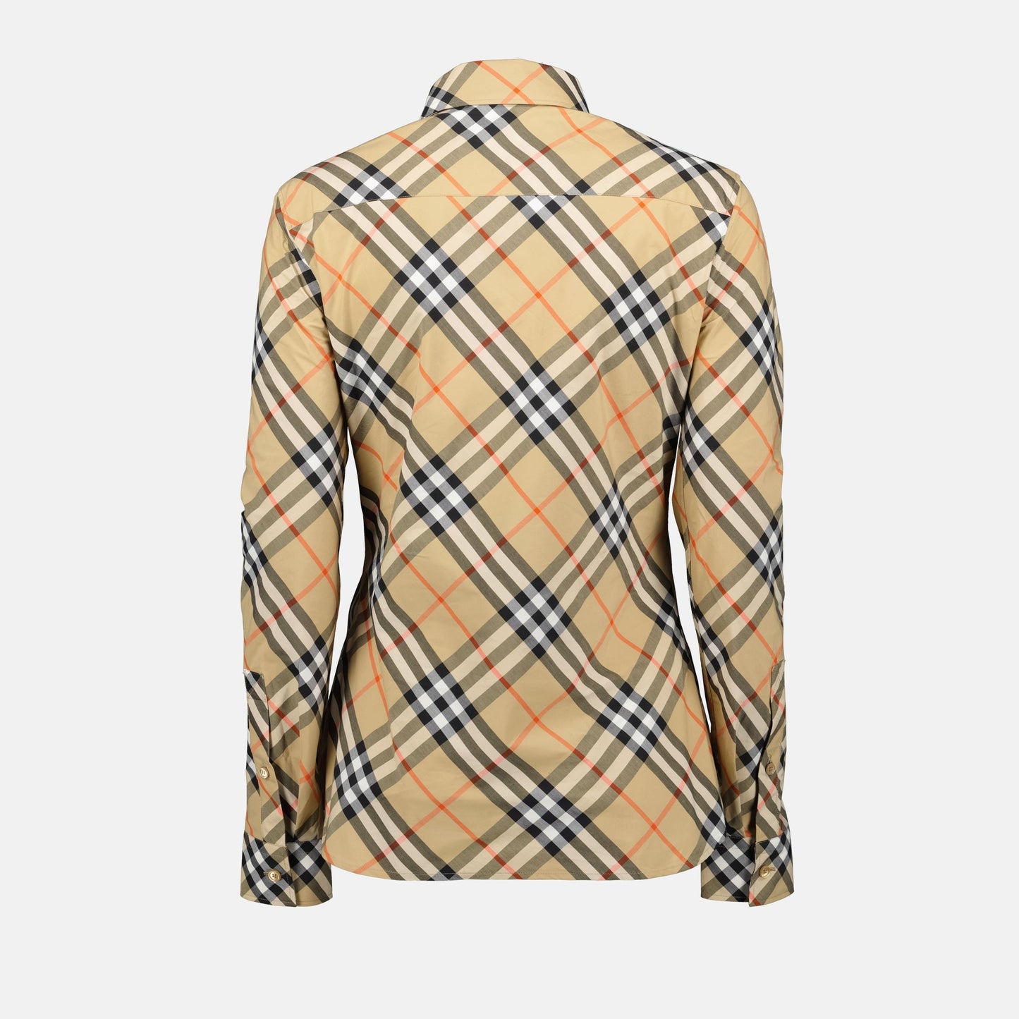 Checkered shirt, tailored fit, Spring-Summer 2024, beige blouse, cotton shirt