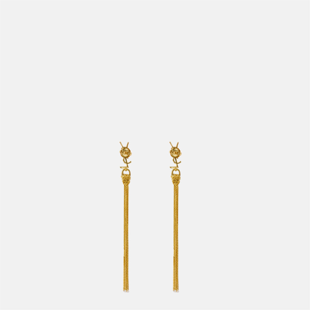 Cassandre earrings, Saint Laurent jewelry, gold earrings, elegant accessories, brass earrings