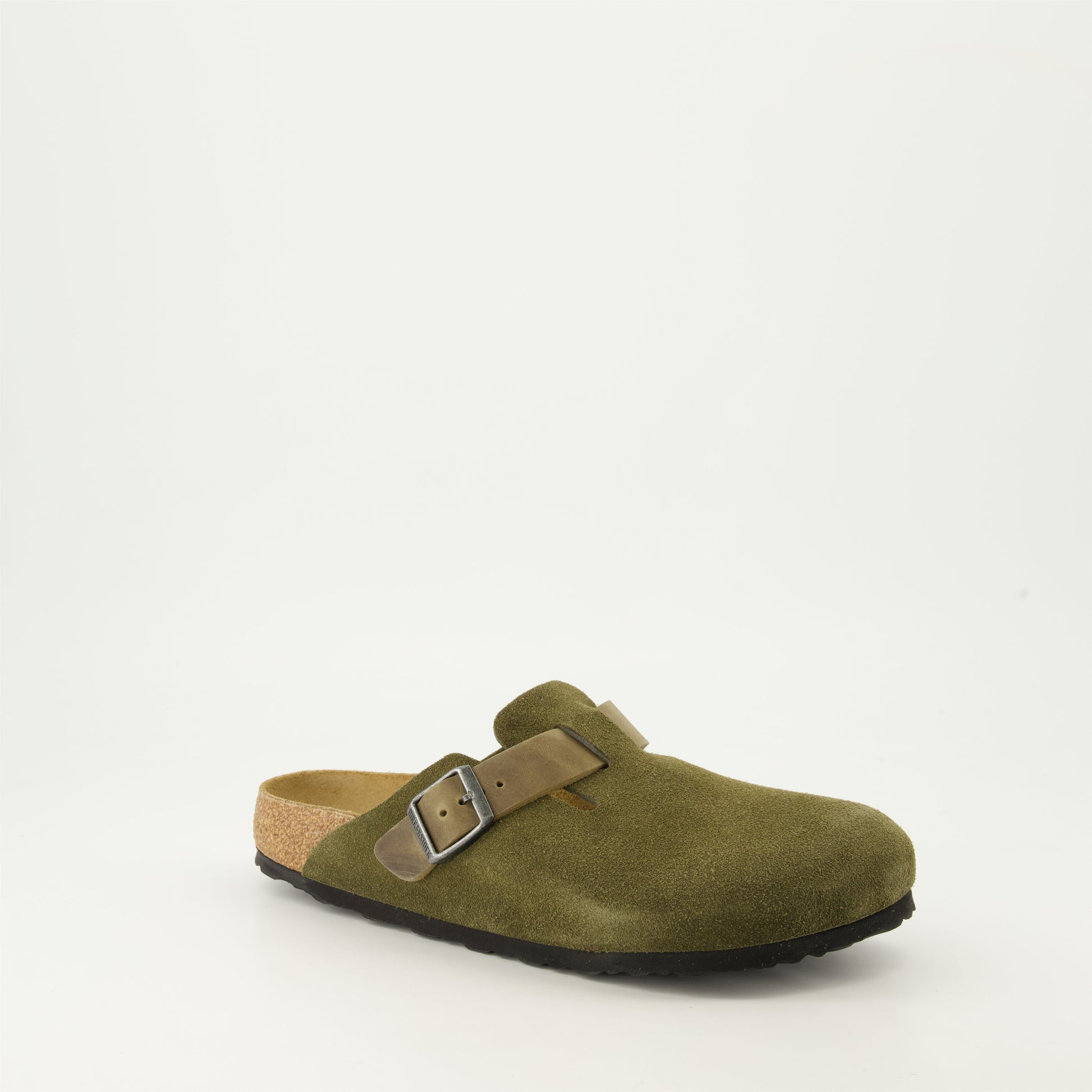 Khaki mules, Boston Mules, Birkenstock footwear, men's shoes, sophisticated comfort