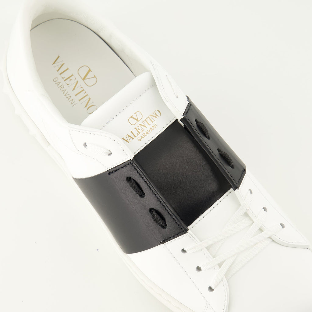 Valentino sneakers, black band sneakers, calf leather shoes, fashion sneakers, men's footwear