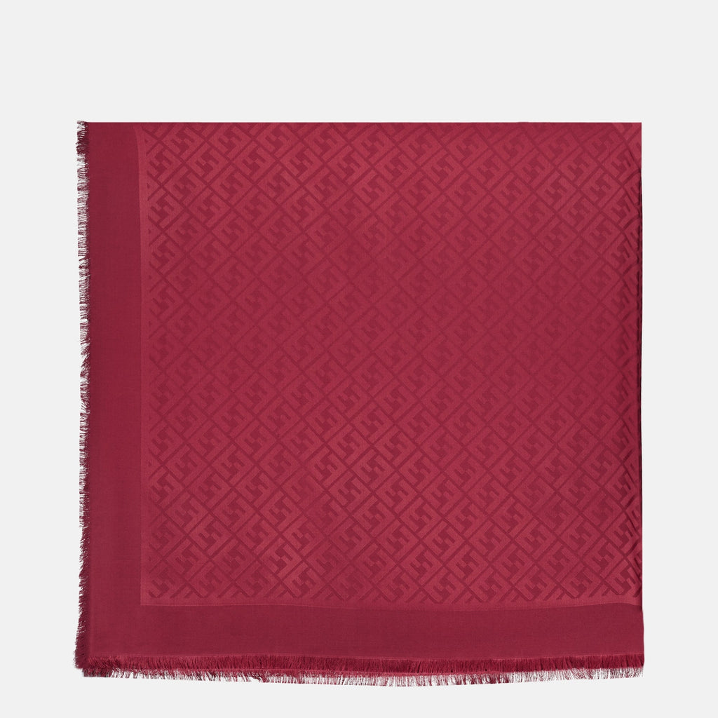 Châle FF en laine et soie jacquard