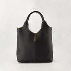 Tod's Shopping Tote, black calf leather bag, adjustable shoulder strap, engraved logo tote, Autumn-Winter 2025 collection