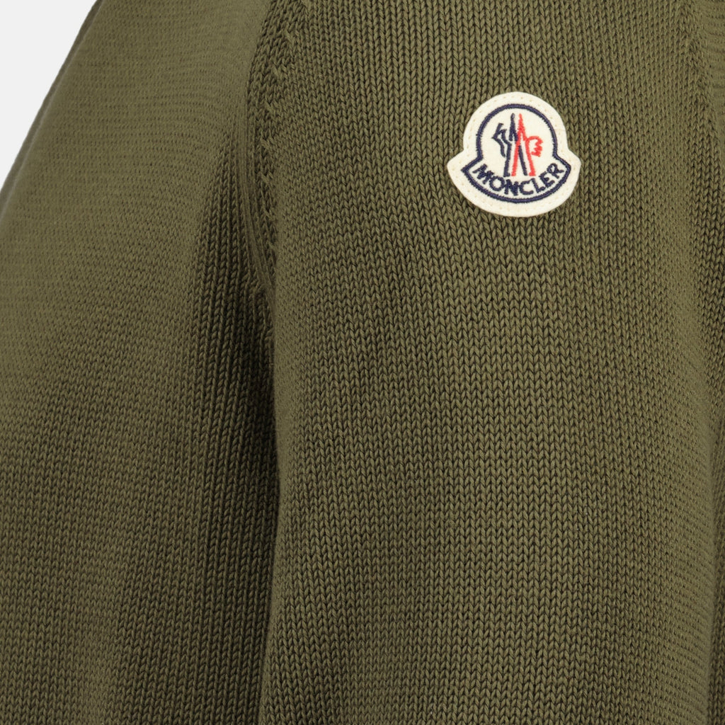 Image of Kaki Knit Pullover by Moncler for Men - Season Spring-Summer 2026 - Detail View 1